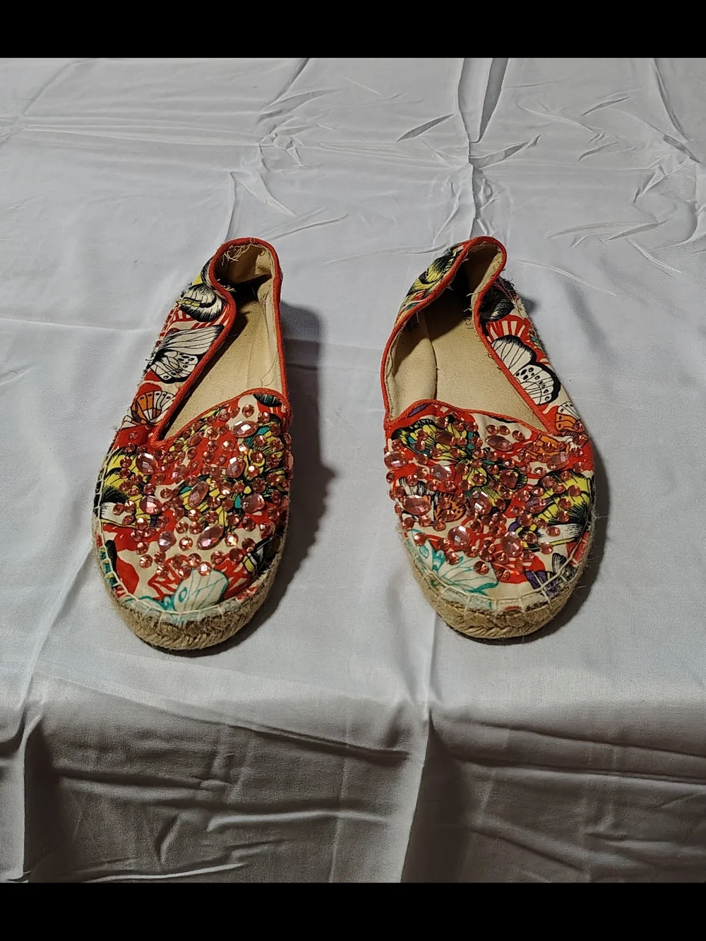 Ladies Size 8 Fairy Elf Princess Whimsical Butterfly Espadrille Flats